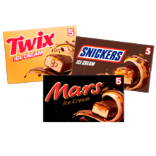 Mars, Twix of Snickers ice bars
